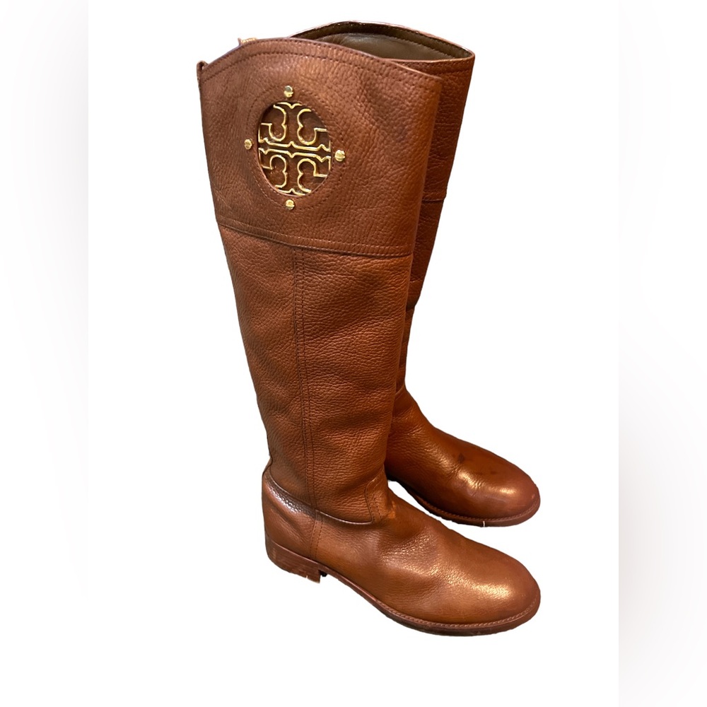 Tory Burch Kiernan 35MM Tumbled
Leather Riding Boots Almond 5